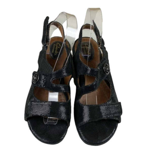 CLARKS Artisan I Black Leather I Sandal - Picture 1 of 12